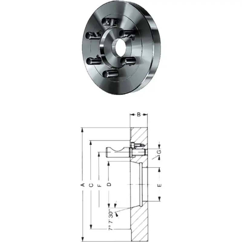Röhm Kurzkegelflansch, Außen-Ø 160, Kurzkegel 4, ISO 702-2 - 319676 Begrenztes Angebot