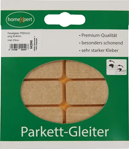 Parkettgleiter Premium 20 x 40mm Filz natur eck.selbstkl. - 542040 Schneller Versand