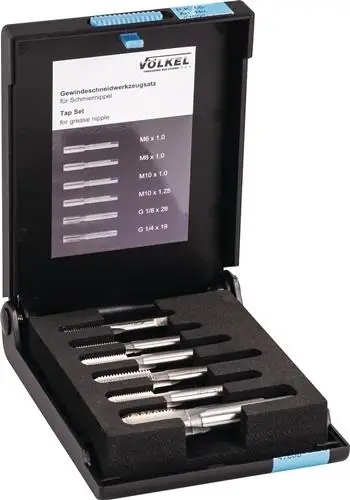 VÖLKEL Gewindeschneidzeugsatz M6-M10/G1/4-G1/8 Zoll HSS-G 6tlg. - 47008 Sonderaktion