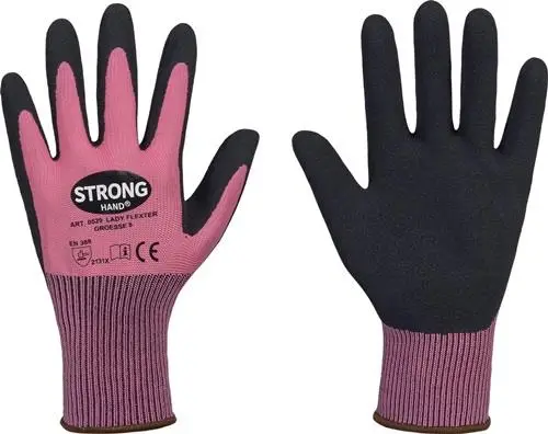 STRONGHAND Handschuhe LADY FLEXTER pink / schwarz EN 420 EN 388 PSA II Gr. 8 - 0529-08H Letzte Chance