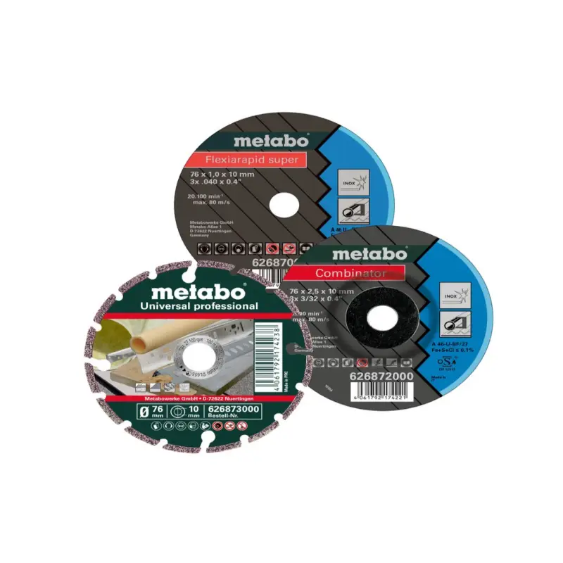 Metabo Set Ø 76 mm 3 x Trennscheibe Winkelschleifer CC 12 CC 18 Bosch GWS 12 V Sonderaktion