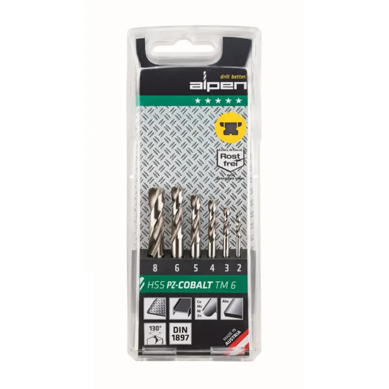 Alpen Bohrer Kassette HSS Cobalt TM PZ 6 2,0 3,0 4,0 5,0 6,0 8,0 6tlg 100906100 Sonderaktion