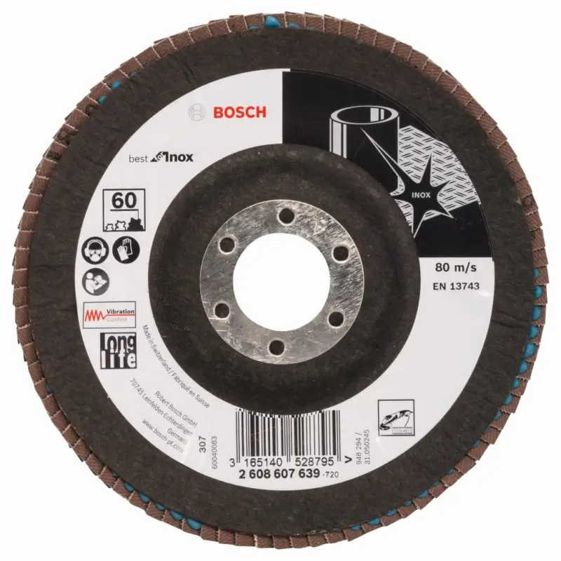 Ausverkauf Bosch Fächerschleifscheibe Best for Inox Ø 125mm K60 22,23 mm 2608607639