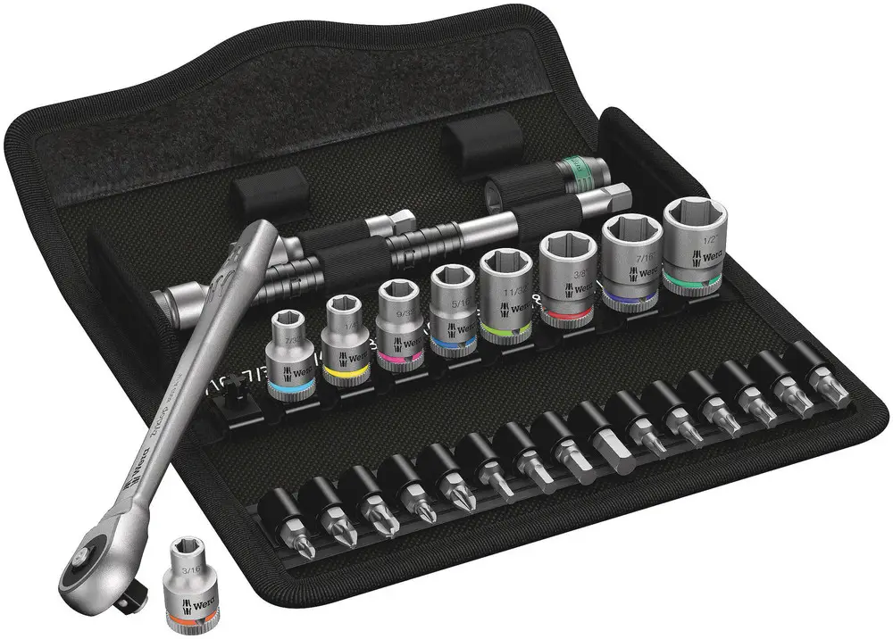 Wera 8100 SA 10 Zyklop Metal-Knarrensatz, Durchsteckvierkant, 1/4"-Antrieb 28tlg Versand Am Gleichen Tag