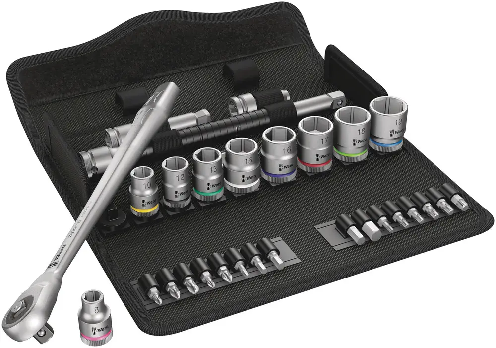 Wera 8100 SB 7 Zyklop Metal-Knarrensatz Durchsteckvierkant 3/8"-Antrieb 29tlg. Zertifiziert