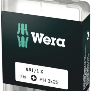 Zertifiziert Wera 851/1 Z DIY Bits, PH 3 x 25 mm, 10-teilig 05072402001