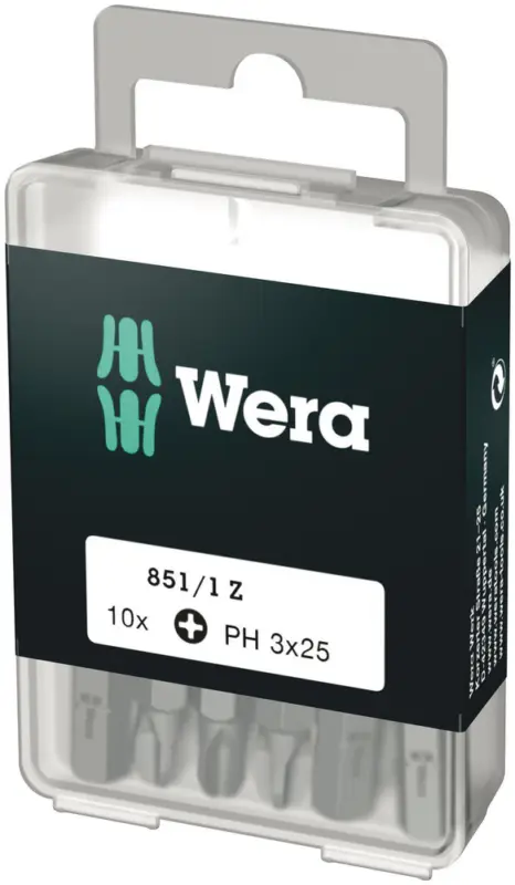 Zertifiziert Wera 851/1 Z DIY Bits, PH 3 x 25 mm, 10-teilig 05072402001