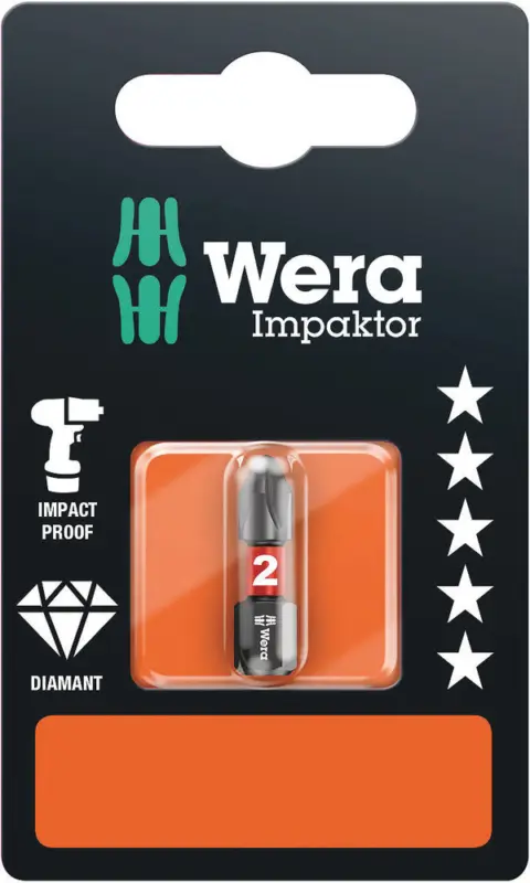 Wera 851/1 IMP DC SB Impaktor Bits, PH 2 x 25 mm 05073916001 Sechskant Highlight