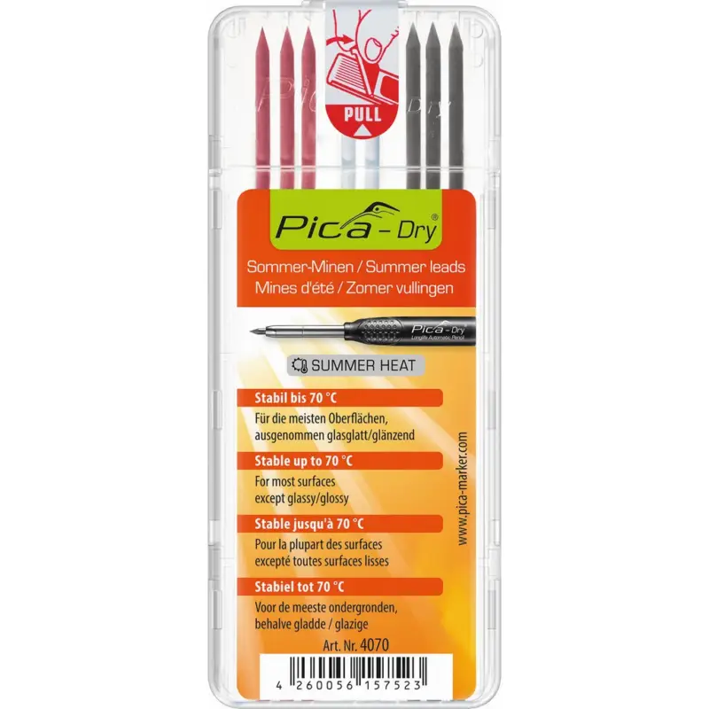 Pica DRY Ersatzminen Set Sommer Minen 4070 wasserfest Rot Weiß Graphit Spezial Echt