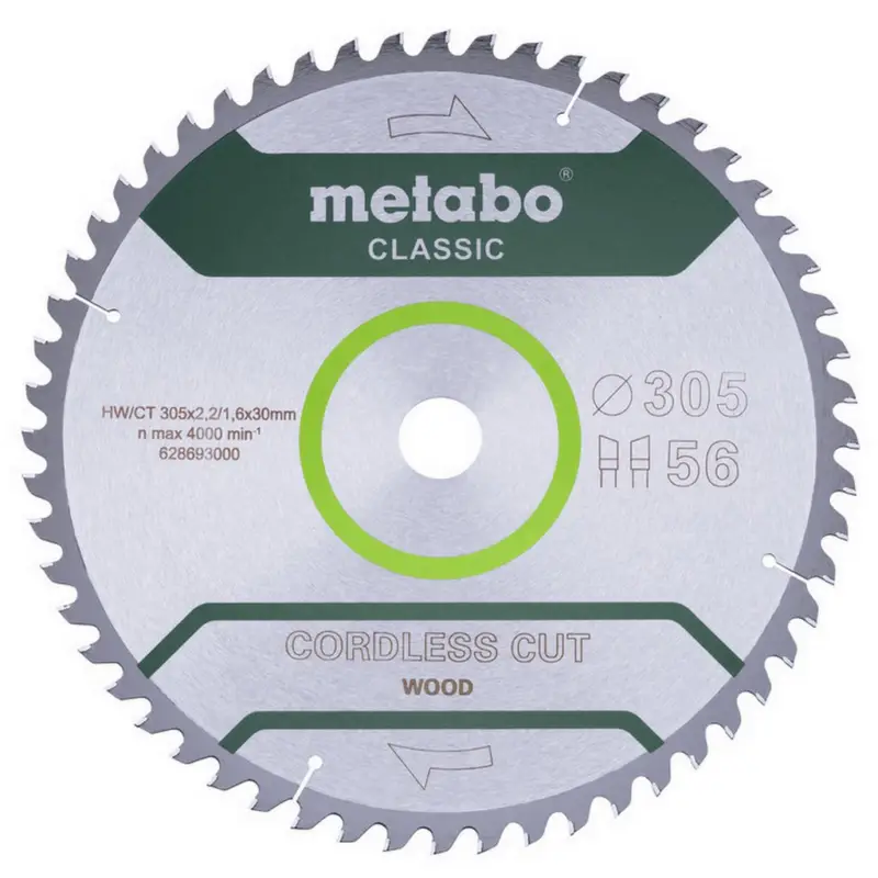 Neu Im Sortiment Metabo Sägeblatt Sägen 305x2.2x30 Z56 WZ CORDLESS CUT WOOD - CLASSIC 628693000