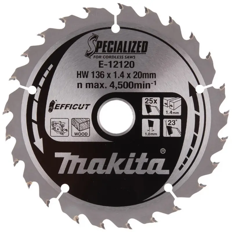 Makita Sägeblatt Handkreissäge Holz 136x1,4x20 Z25 EFFICUT E-12120 Echt