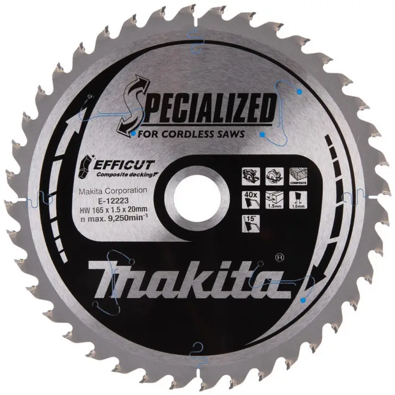 Makita Sägeblatt Säge Sägen WPC Holz 165x1,5x20 Z40 EFFICUT E-12223 Knallerangebot