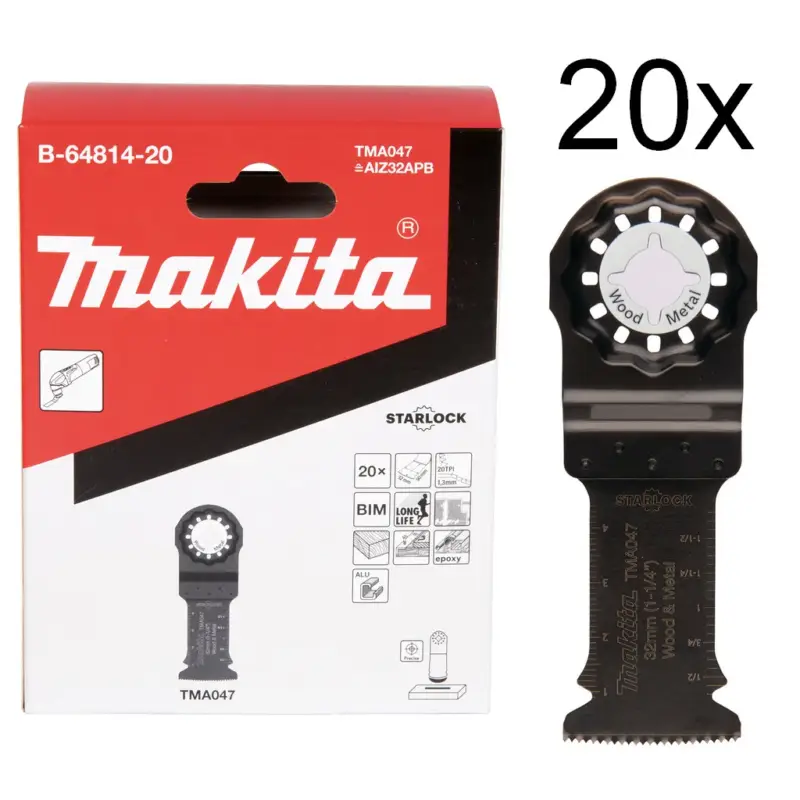 Markenprodukt Makita Tauchsägeblatt TMA047 (20 Stk.) Starlock Holz Metall Multitool B-64814-20