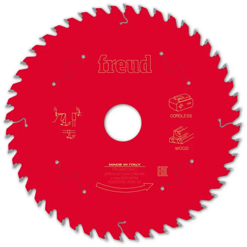 Must-Have Freud Kreissägeblatt FR13W012HC 190x30x1,5/1mm Z48 Akku Handkreissäge F03FS10059