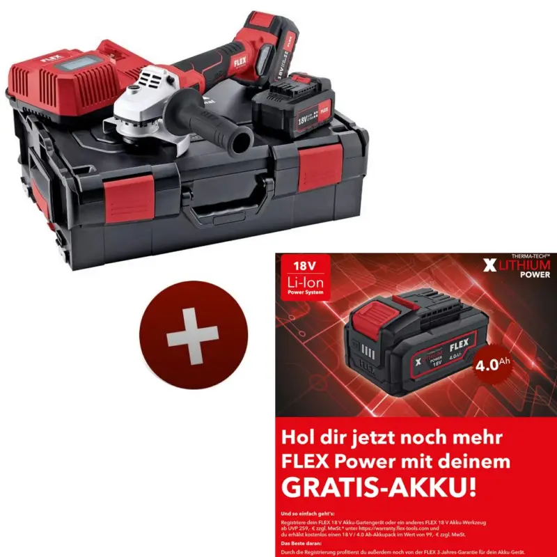 Meistverkauft Flex Akku Winkelschleifer mit Bremse LB 125 18.0-EC/5.0 Set 18V 125mm 499331