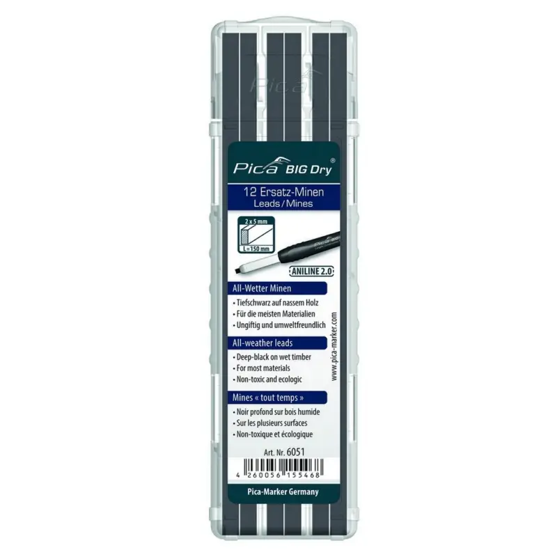 Preis Gesenkt Pica Ersatzminen Big Dry Aniline 2.0 schwarz 6051 Pocket Zimmermannsbleistift