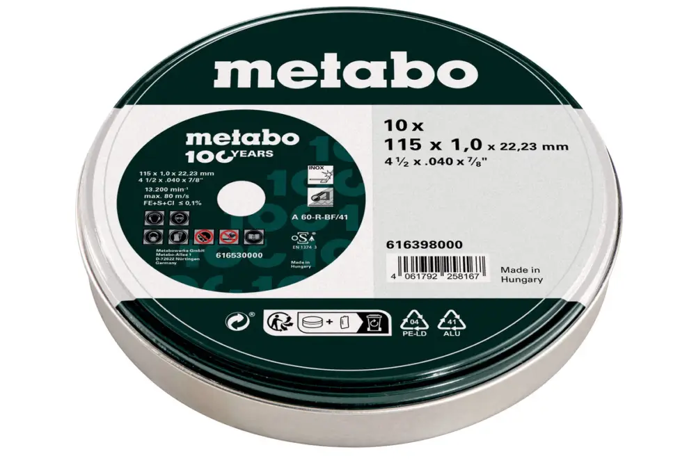 METABO 10 Trennscheiben - SP 115x1,0x22,23 Inox, 100 Jahre 616398000 Nur Heute