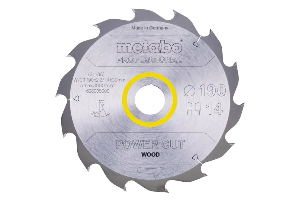 Letzte Chance METABO Sägeblatt "power cut wood - professional", 190x30, Z14 WZ 25° 628005000