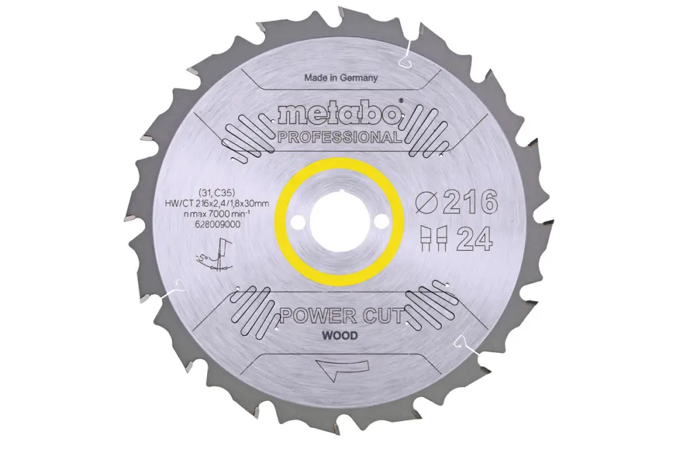 METABO Sägeblatt "power cut wood - professional", 216x30, Z24 WZ 5° neg. 628009000 Highlight