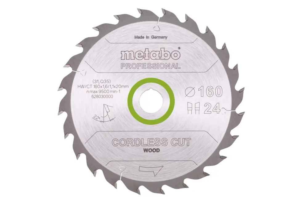 METABO Sägeblatt "cordless cut wood - professional", 160x20 16, Z24 WZ 22° 628030000 Sonderaktion