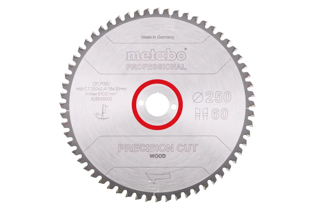 METABO Sägeblatt "precision cut wood - professional", 250x30, Z60 WZ 5° neg. 628048000 Saisonangebot