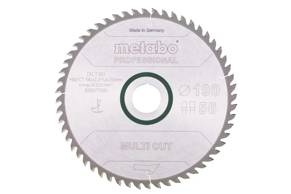METABO Sägeblatt "multi cut - professional", 190x30, Z56 FZ/TZ 8° 628077000 Markenware