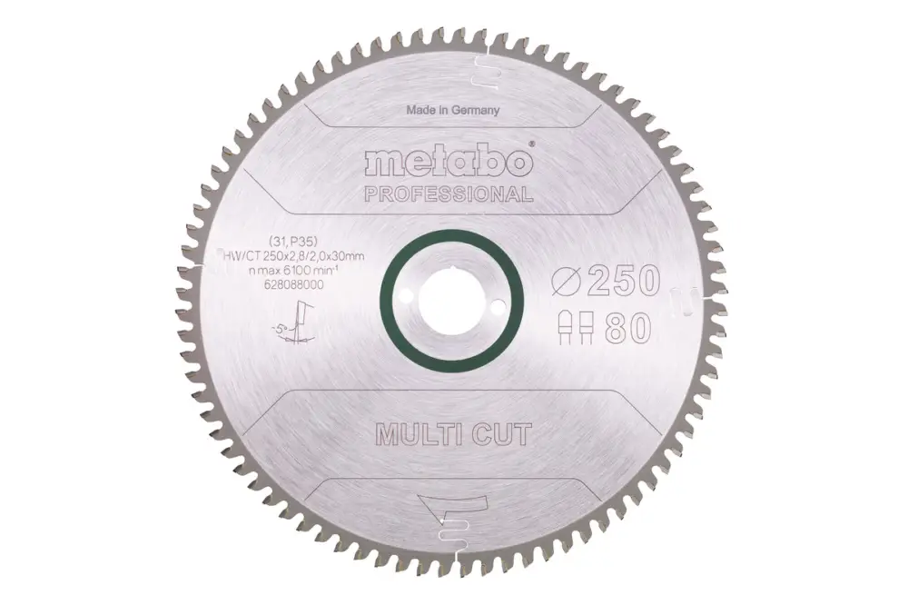 METABO Sägeblatt "multi cut - professional", 250x30, Z80 FZ/TZ, 5° neg. 628088000 Markenprodukt