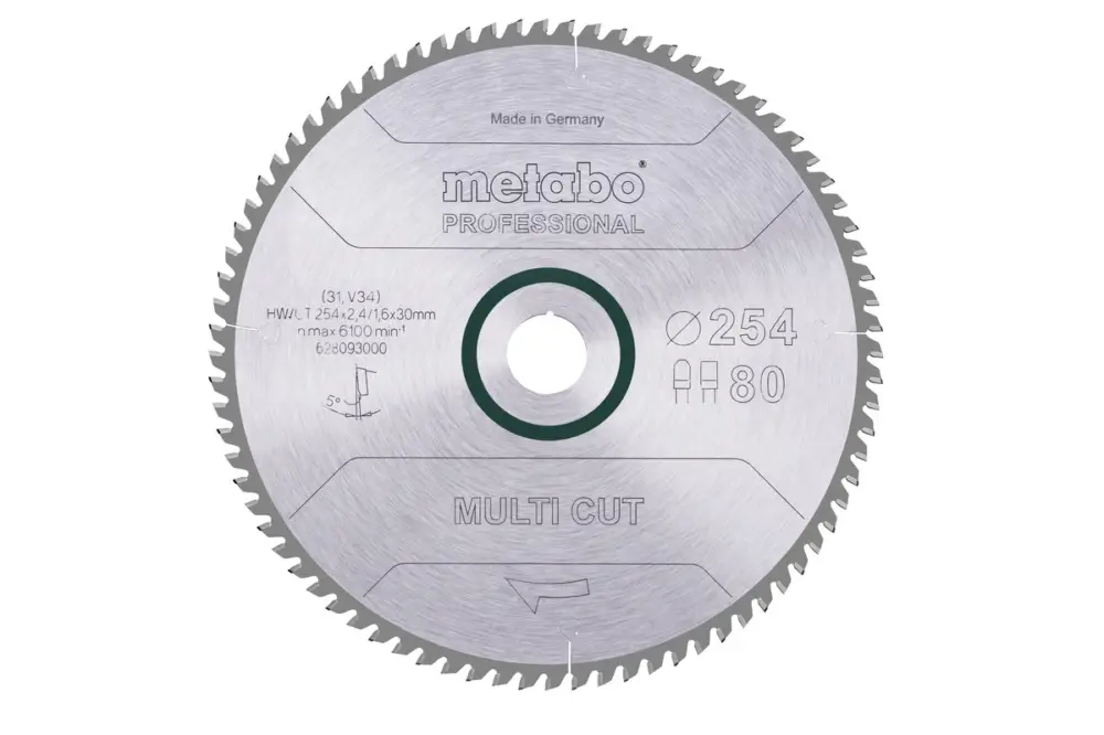METABO Sägeblatt "multi cut - professional", 254x30, Z80 FZ/TZ, 5° 628093000 Schnäppchen