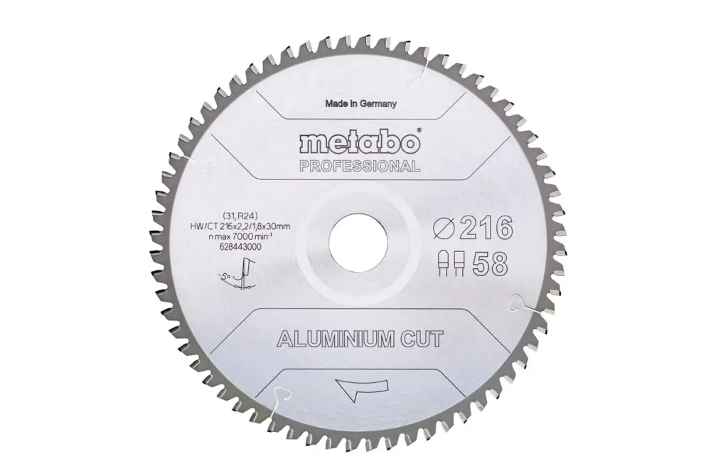 Super-Preis METABO Sägeblatt "aluminium cut - professional", 216x30 Z58 FZ/TZ 5°neg 628443000