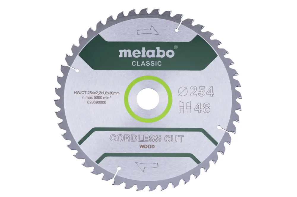 METABO Sägeblatt "cordless cut wood - classic", 254x30 Z48 WZ 5° /B 628691000 Preis Gesenkt