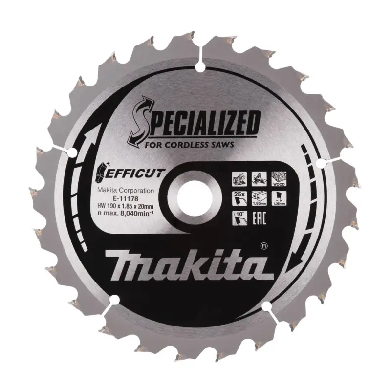 Abverkauf Makita EFFICUT Sägeblatt 190x1,85x20mm 25Z Holz Akku-Kapp- Gehrungssägen E-11178