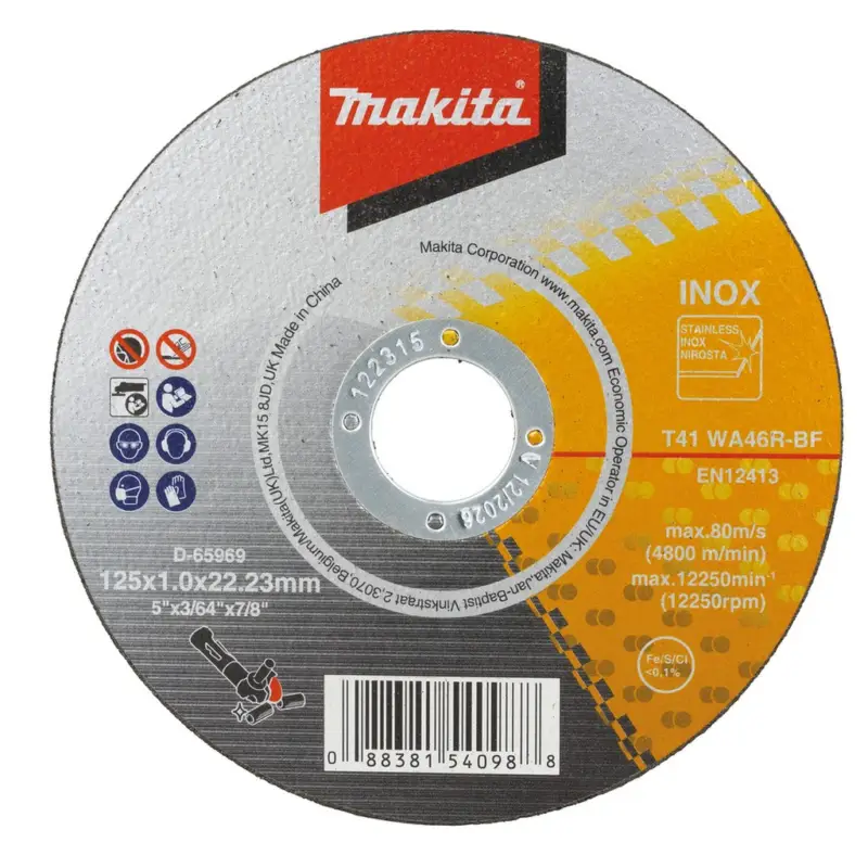 Abverkauf Makita Trennscheibe INOX 125 x 1,0mm 50 Stück für Stahl und Edelstahl D-65969-50