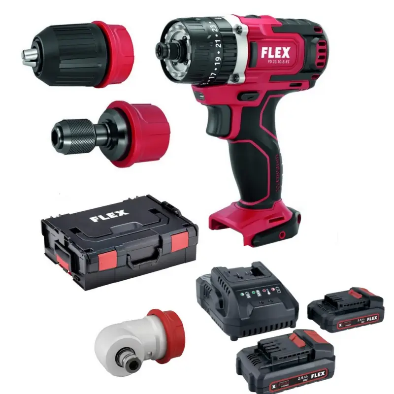 Flex Akku-Bohrschr PD 2G 418013 + Winkelvorsatz WV 10.8 EC + P-Set 22 Q - Akku Sale