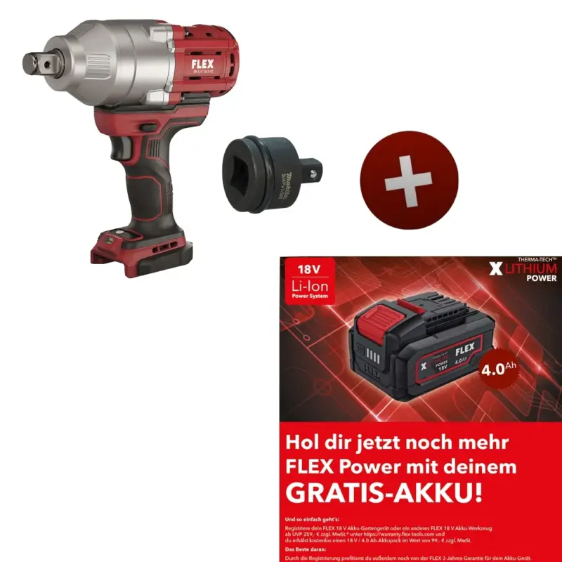 Flex Akku-Schlagschrauber IW 3/4" 18.0-EC C Nr. 492612 + Adapter E-24985 Begrenztes Angebot